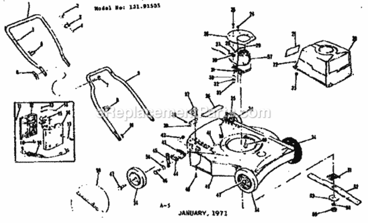 Page A Diagram and Parts List for 13191505  Craftsman Lawn Mower