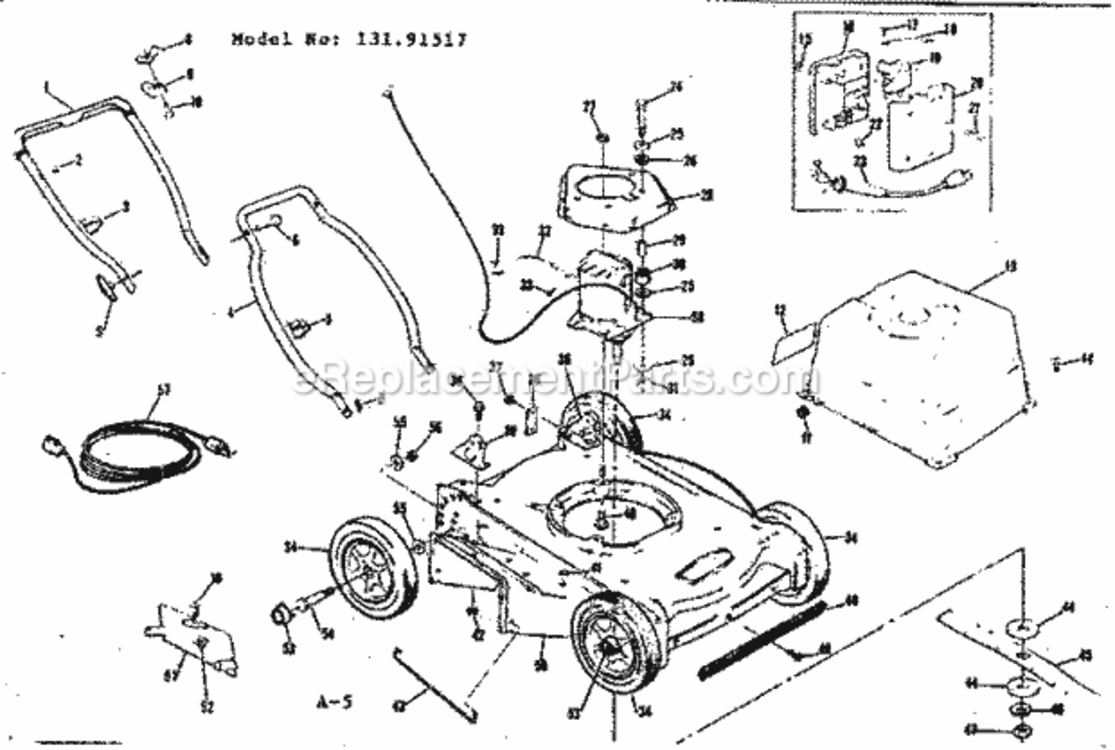 Page A Diagram and Parts List for 13191517  Craftsman Lawn Mower