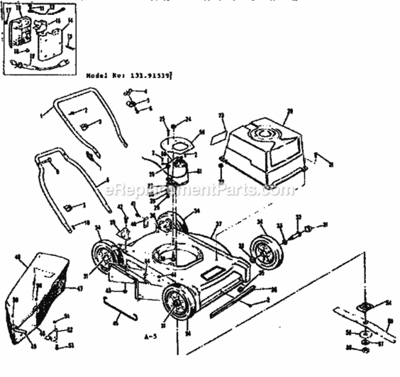 Page A Diagram and Parts List for 13191519  Craftsman Lawn Mower