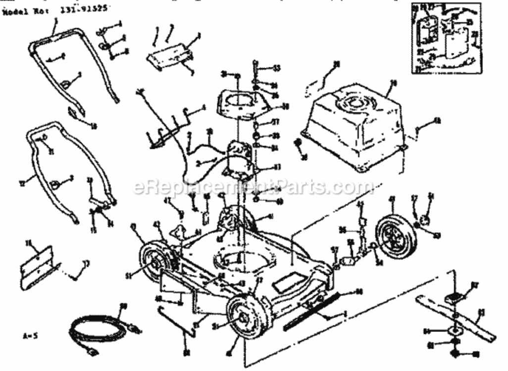 Page A Diagram and Parts List for 13191525  Craftsman Lawn Mower