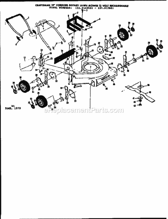 Page A Diagram and Parts List for 131915901  Craftsman Lawn Mower
