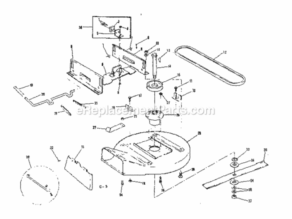 Page C Diagram and Parts List for 13196281  Craftsman Lawn Tractor