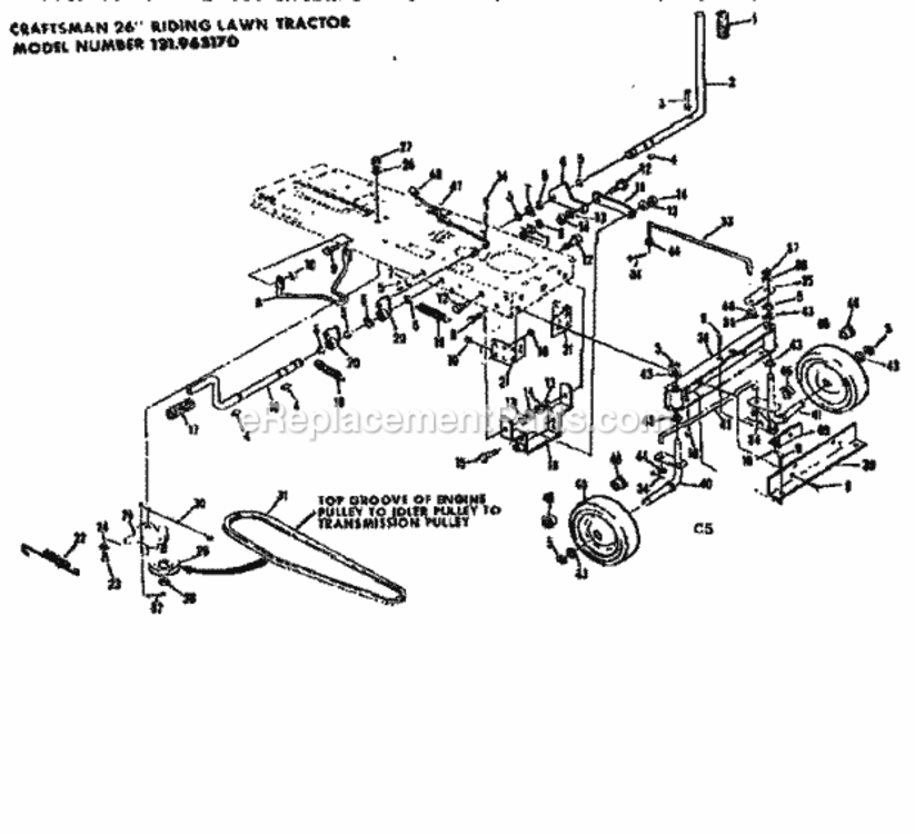 Page C Diagram and Parts List for 131963170  Craftsman Lawn Tractor