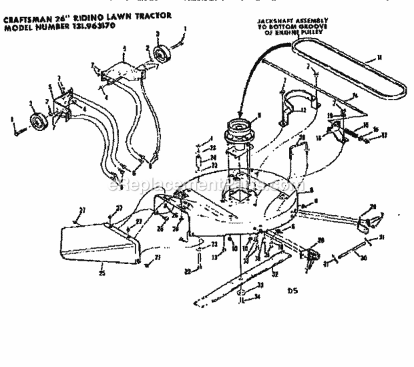 Page D Diagram and Parts List for 131963170  Craftsman Lawn Tractor