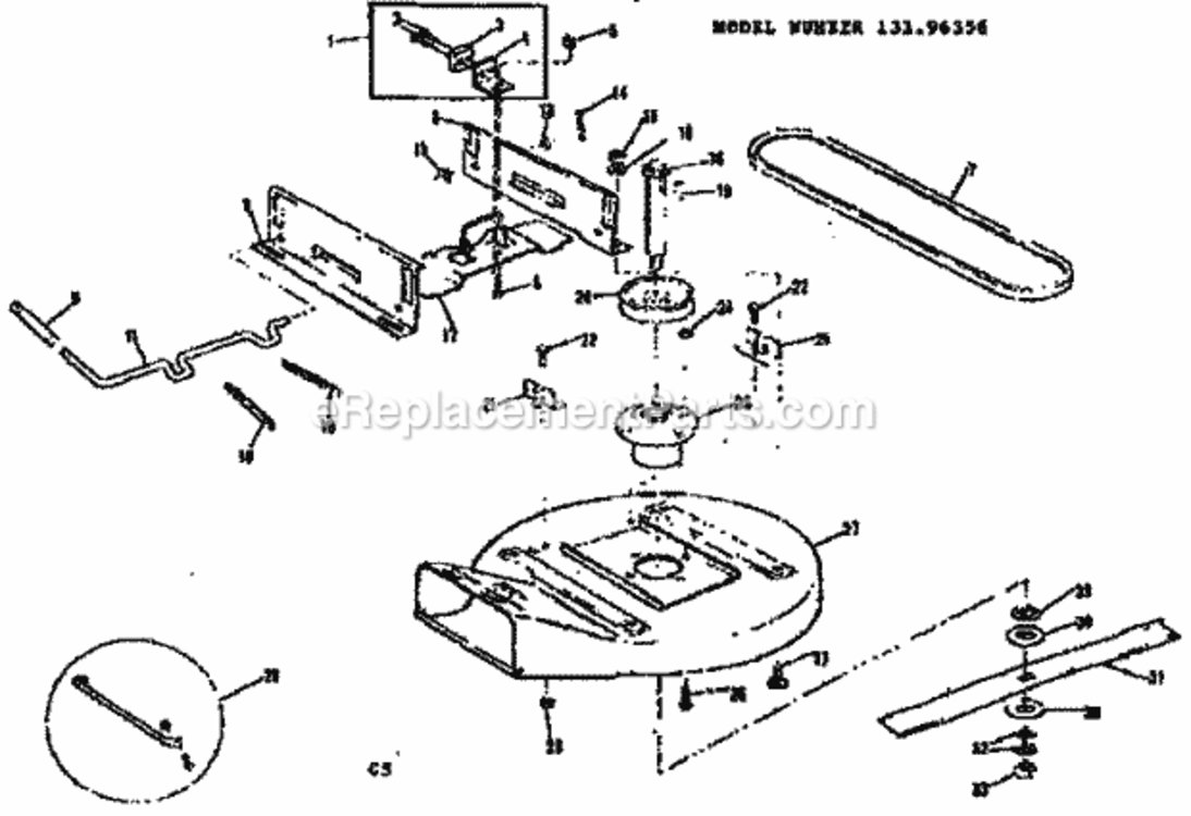 Page C Diagram and Parts List for 13196356  Craftsman Lawn Tractor