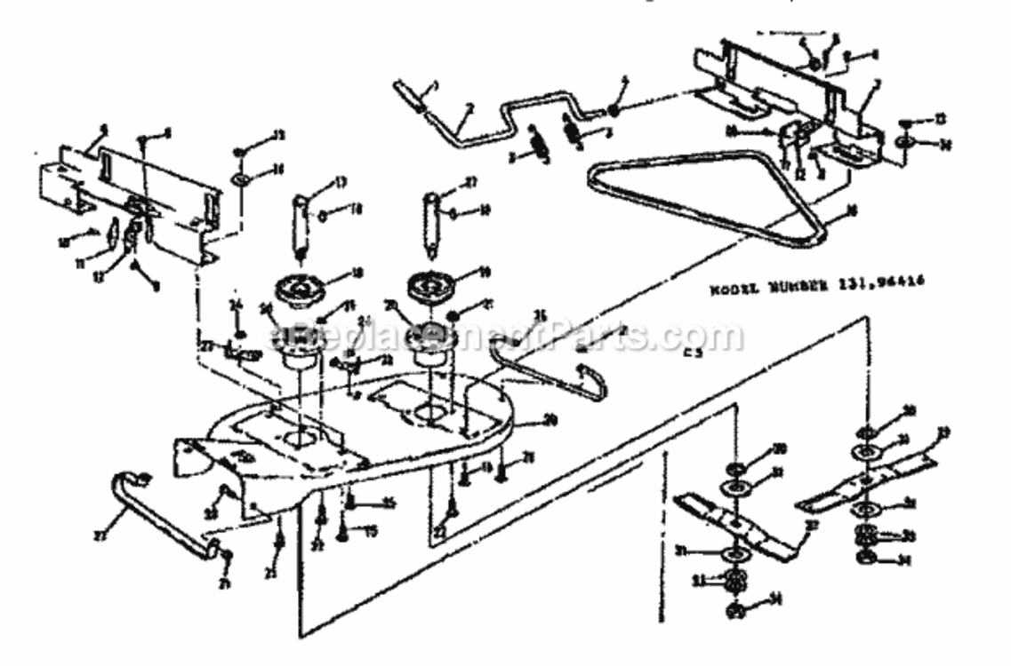 Page C Diagram and Parts List for 13196416  Craftsman Lawn Tractor