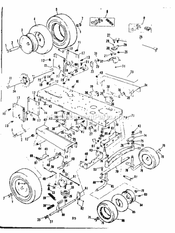 Page E Diagram and Parts List for 13196501  Craftsman Lawn Tractor