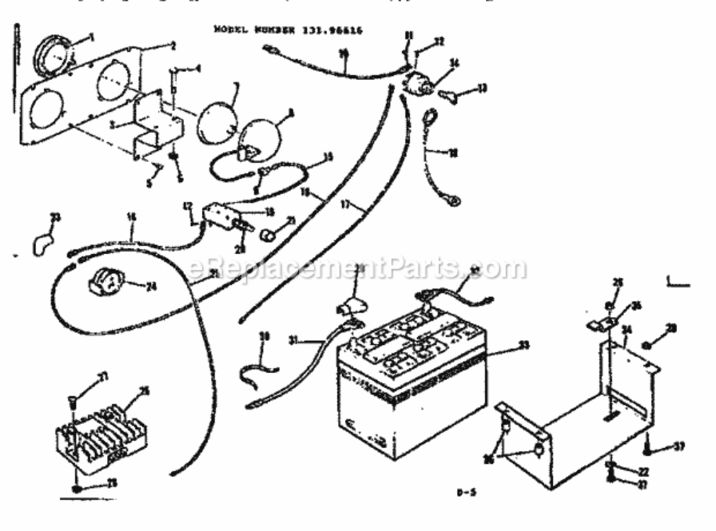 Page D Diagram and Parts List for 13196616  Craftsman Lawn Tractor