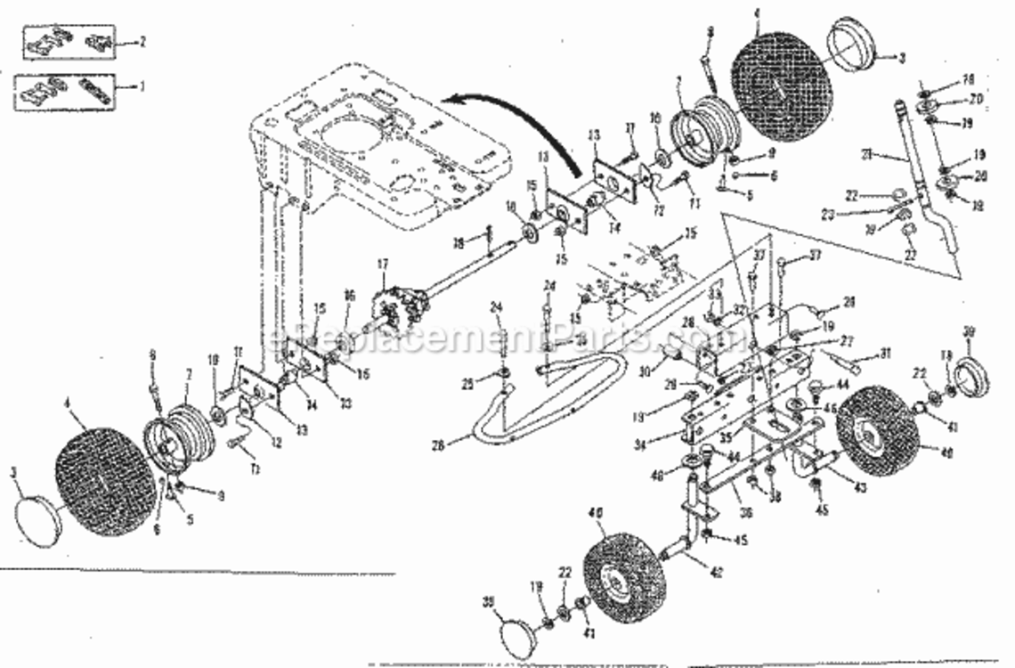 Page E Diagram and Parts List for 13196850  Craftsman Lawn Tractor