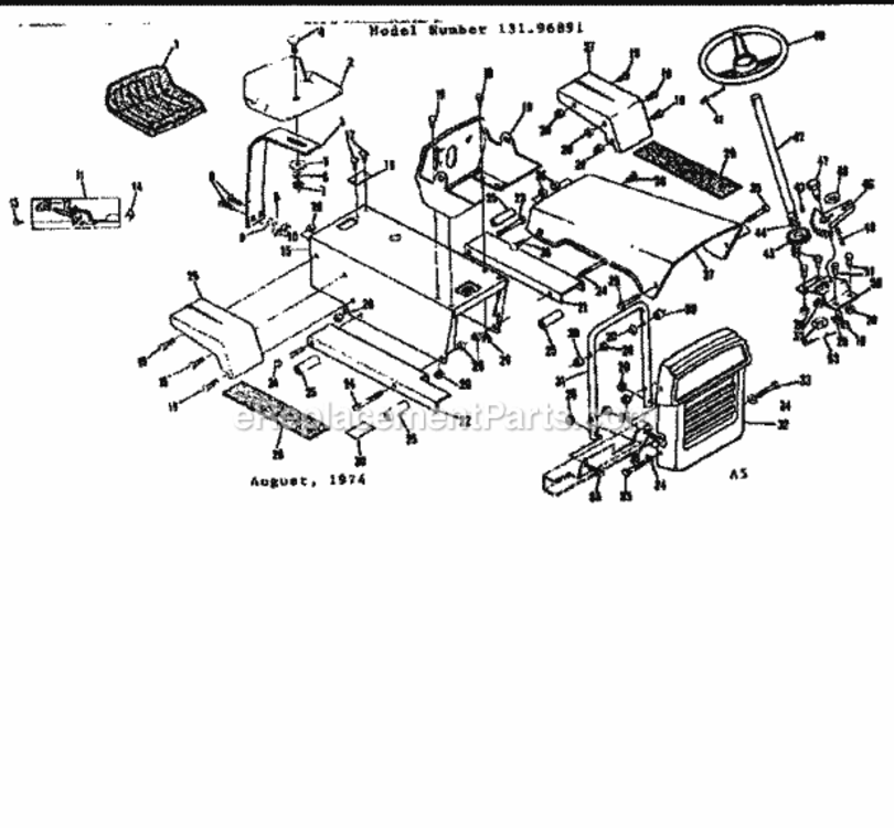 Page A Diagram and Parts List for 13196891  Craftsman Lawn Tractor