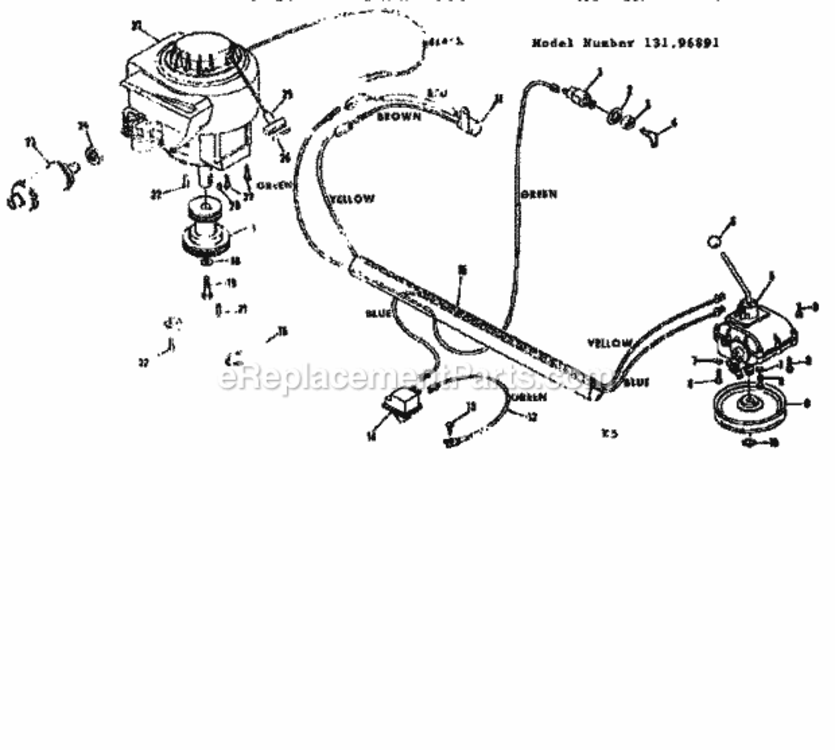 Page E Diagram and Parts List for 13196891  Craftsman Lawn Tractor