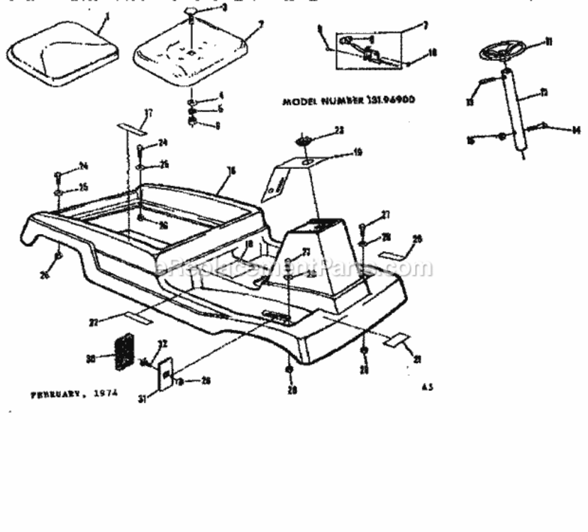 Page A Diagram and Parts List for 13196900  Craftsman Lawn Tractor
