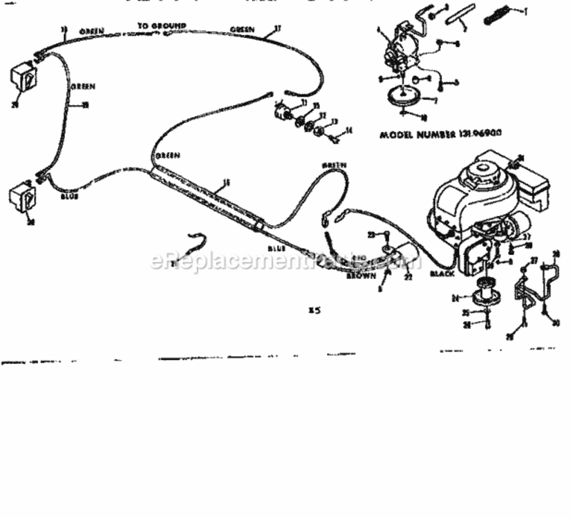 Page E Diagram and Parts List for 13196900  Craftsman Lawn Tractor