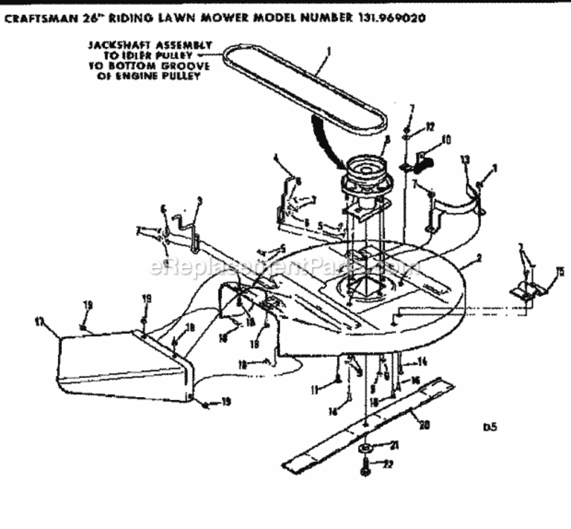 Page D Diagram and Parts List for 131969020  Craftsman Lawn Tractor