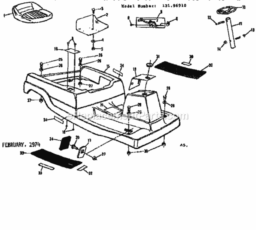 Page A Diagram and Parts List for 13196910  Craftsman Lawn Tractor