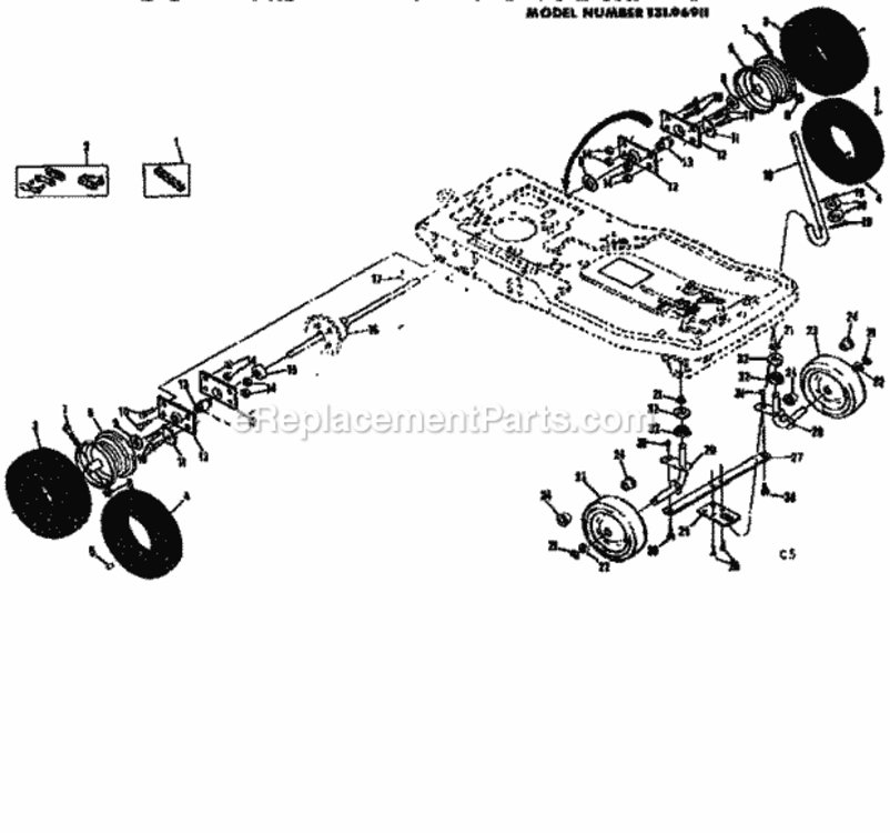 Page C Diagram and Parts List for 13196911  Craftsman Lawn Tractor