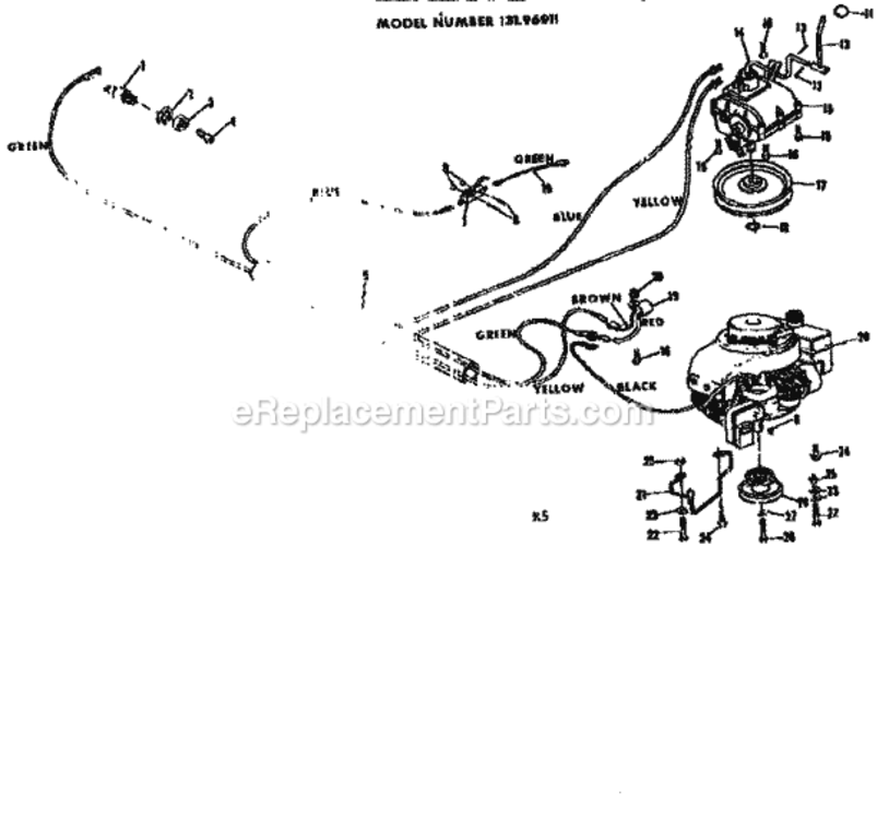 Page E Diagram and Parts List for 13196911  Craftsman Lawn Tractor