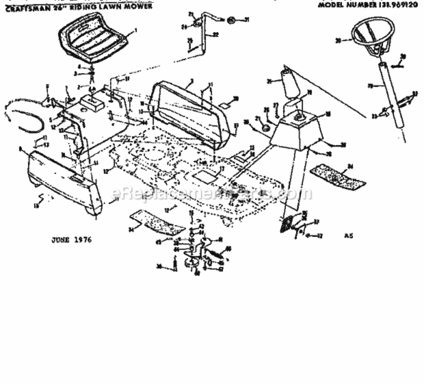Page A Diagram and Parts List for 131969120  Craftsman Lawn Tractor