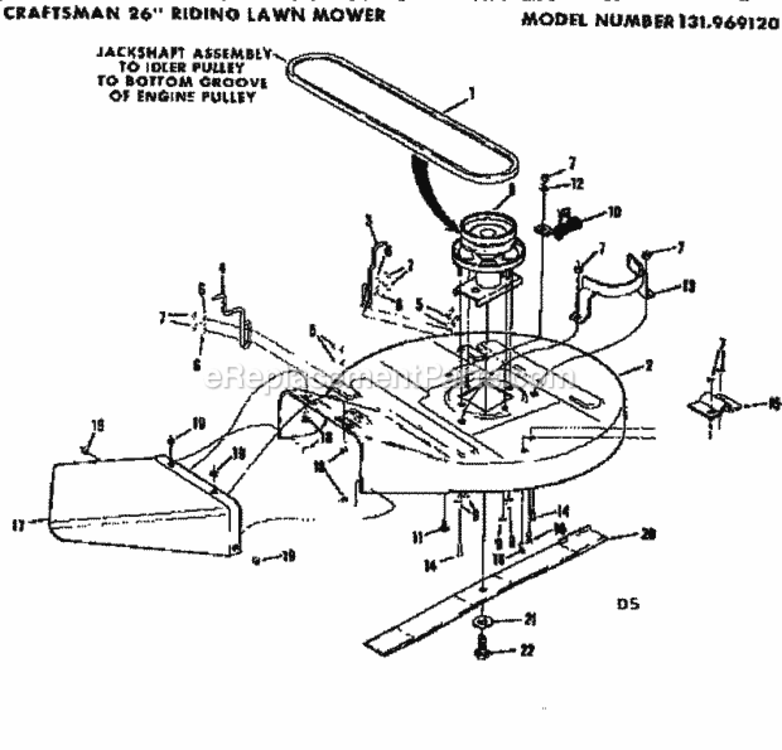 Page D Diagram and Parts List for 131969120  Craftsman Lawn Tractor