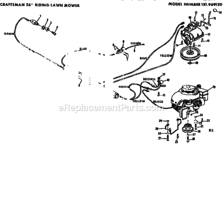 Page E Diagram and Parts List for 131969120  Craftsman Lawn Tractor