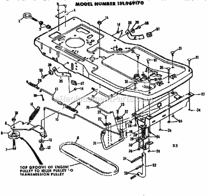 Page B Diagram and Parts List for 131969170  Craftsman Lawn Tractor