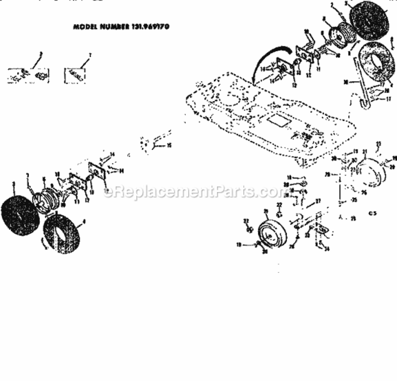 Page C Diagram and Parts List for 131969170  Craftsman Lawn Tractor