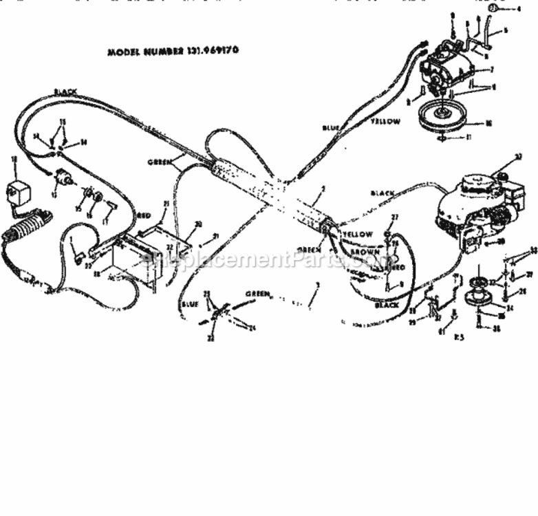 Page E Diagram and Parts List for 131969170  Craftsman Lawn Tractor