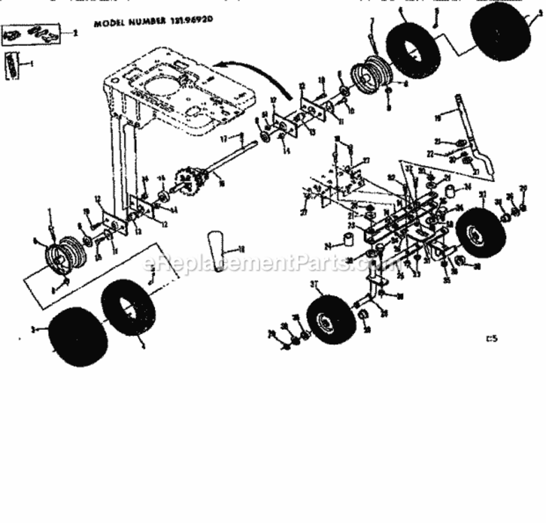 Page C Diagram and Parts List for 13196920  Craftsman Lawn Tractor