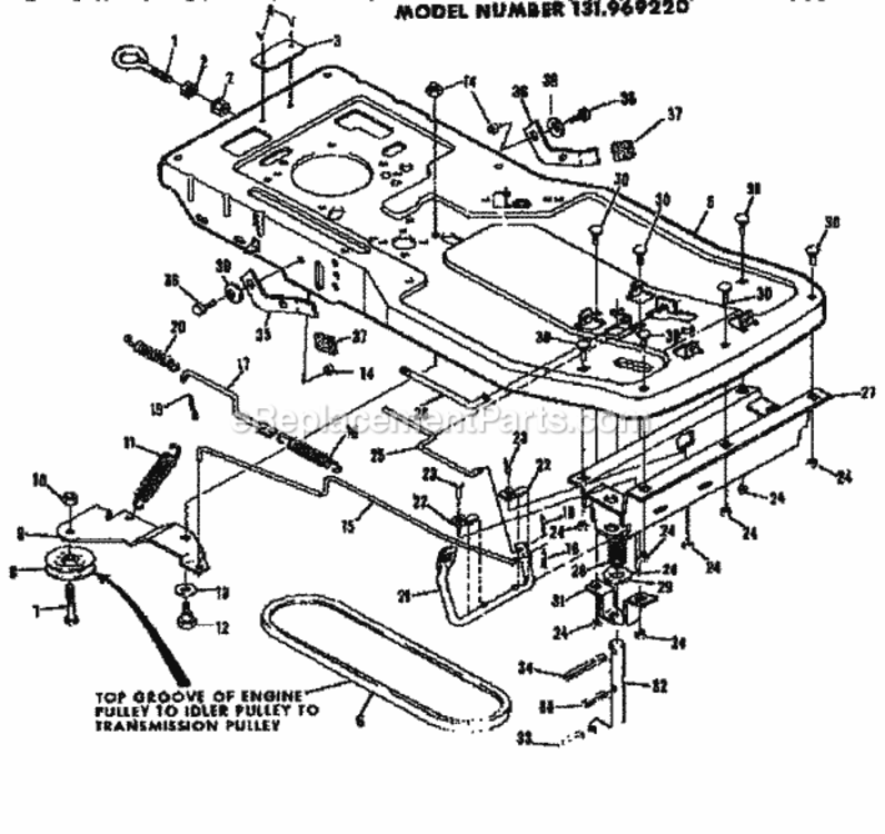 Page B Diagram and Parts List for 131969220  Craftsman Lawn Tractor