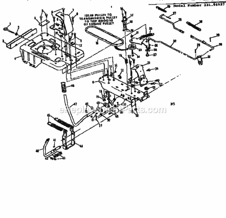 Page B Diagram and Parts List for 13196927  Craftsman Lawn Tractor
