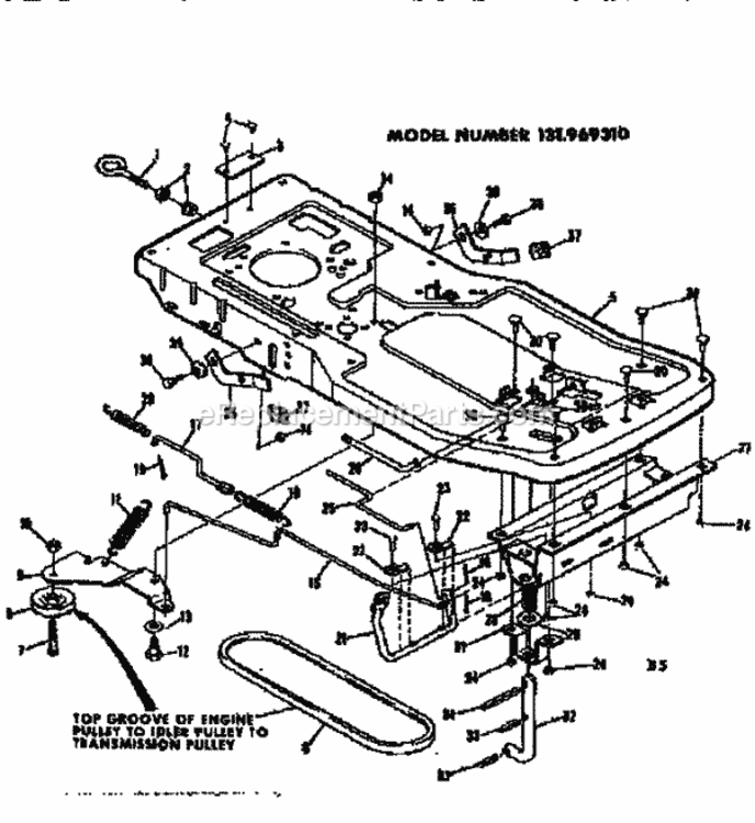 Page B Diagram and Parts List for 131969310  Craftsman Lawn Tractor