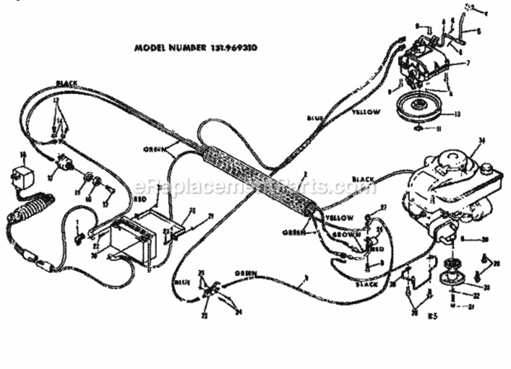 Page E Diagram and Parts List for 131969310  Craftsman Lawn Tractor