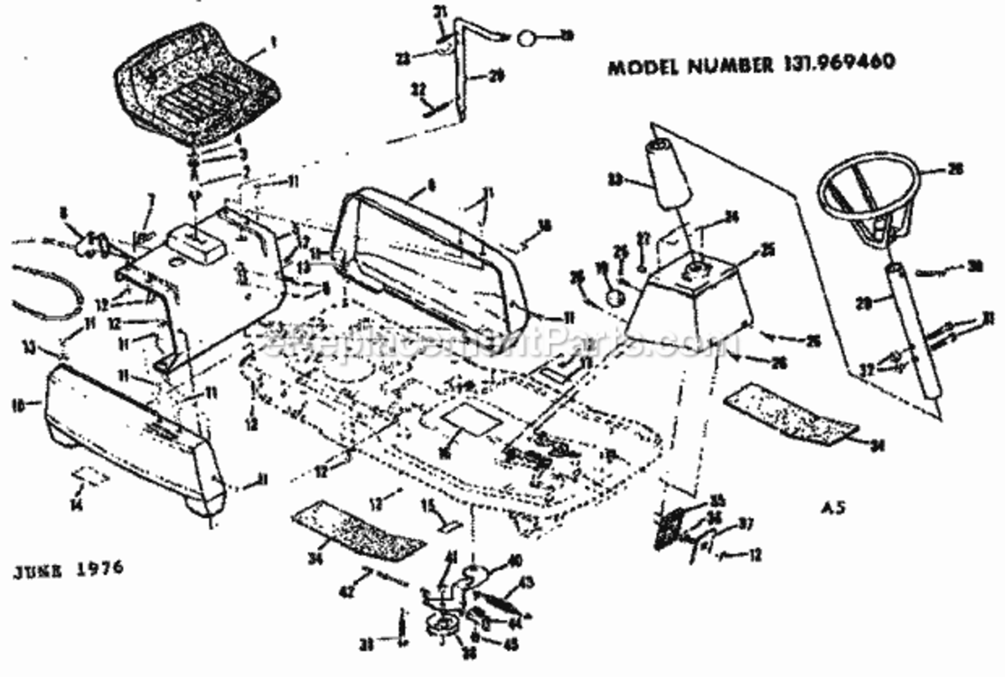 Page A Diagram and Parts List for 131969460  Craftsman Lawn Tractor