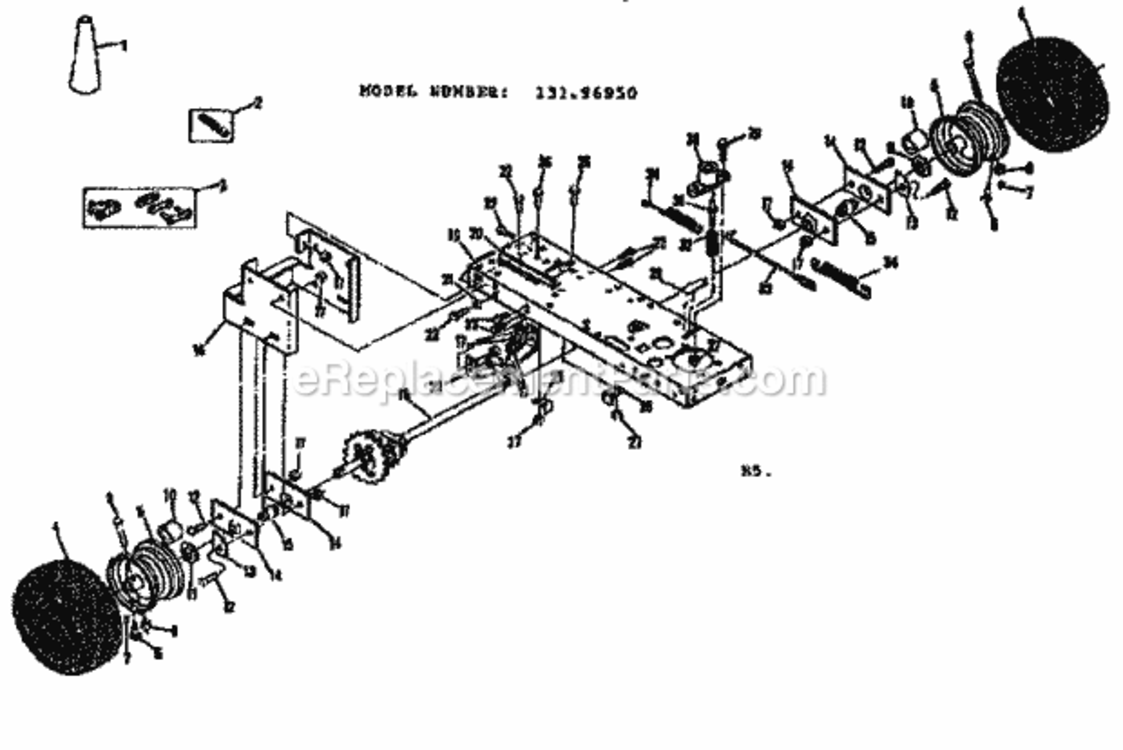 Page B Diagram and Parts List for 13196950  Craftsman Lawn Tractor