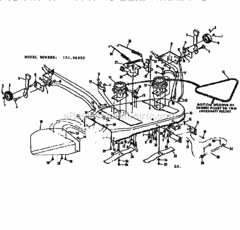 Page D Diagram and Parts List for 13196950  Craftsman Lawn Tractor
