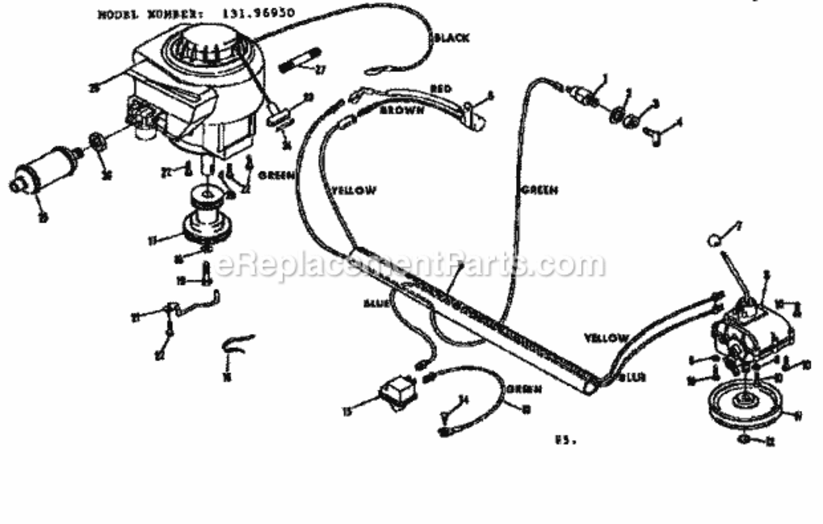 Page E Diagram and Parts List for 13196950  Craftsman Lawn Tractor