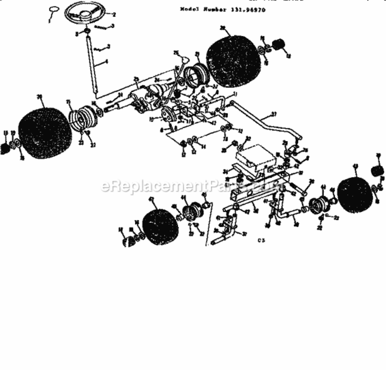 Page C Diagram and Parts List for 13196970  Craftsman Lawn Tractor