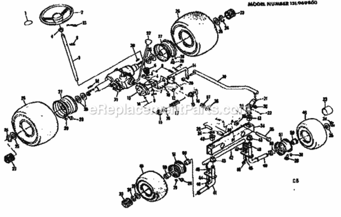 Page C Diagram and Parts List for 131969800  Craftsman Lawn Tractor
