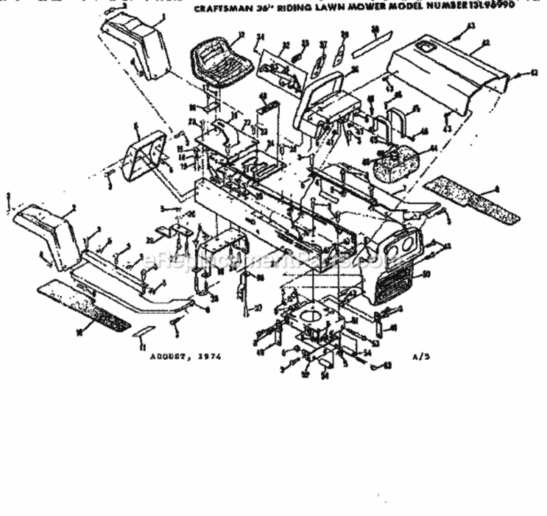 Page A Diagram and Parts List for 13196990  Craftsman Lawn Tractor