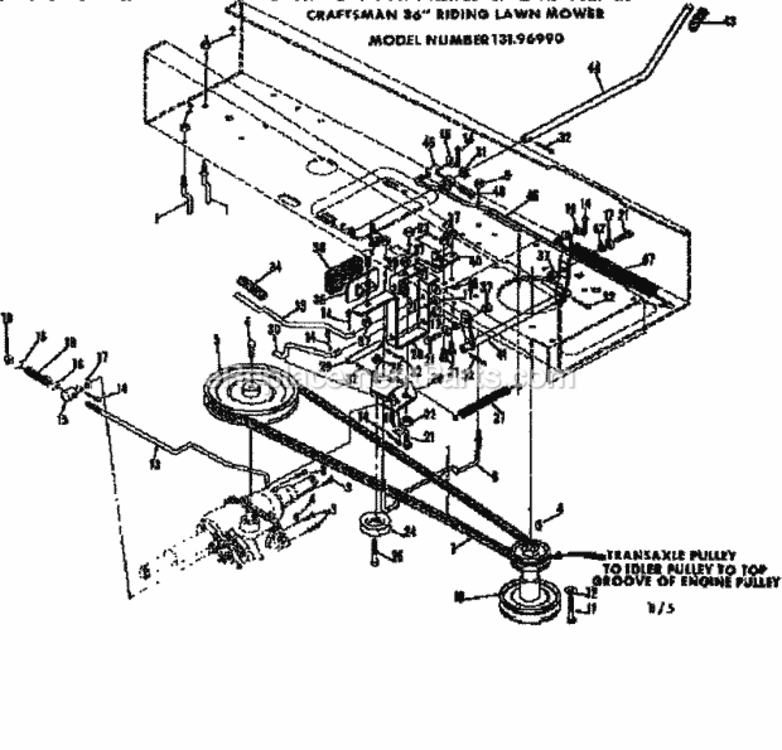 Page B Diagram and Parts List for 13196990  Craftsman Lawn Tractor
