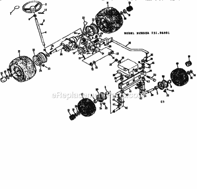 Page C Diagram and Parts List for 13196991  Craftsman Lawn Tractor