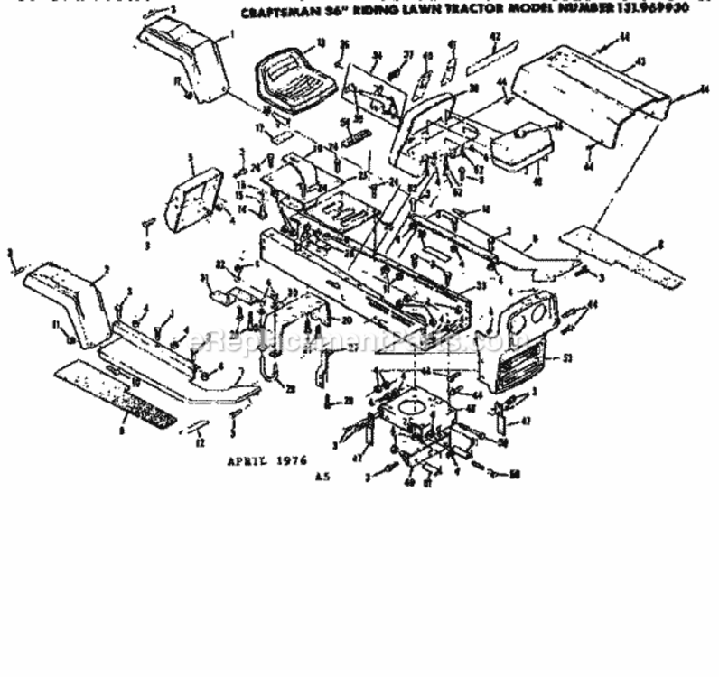 Page A Diagram and Parts List for 131969930  Craftsman Lawn Tractor