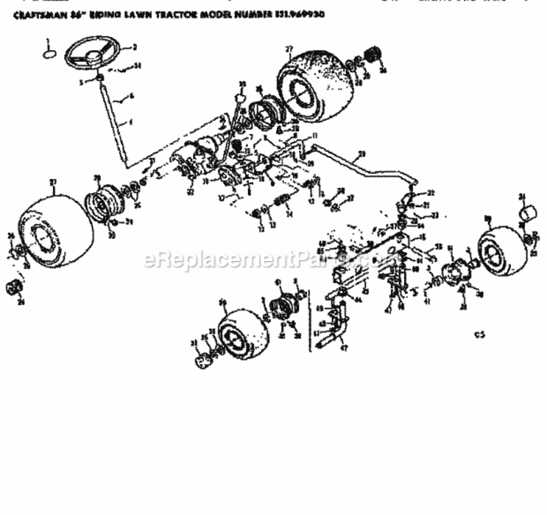 Page C Diagram and Parts List for 131969930  Craftsman Lawn Tractor