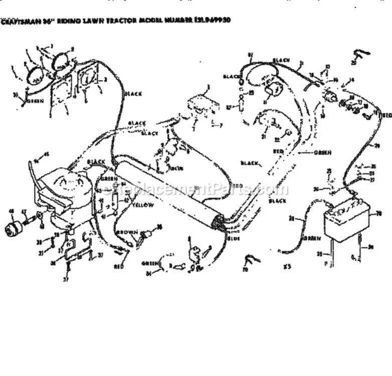 Page E Diagram and Parts List for 131969930  Craftsman Lawn Tractor