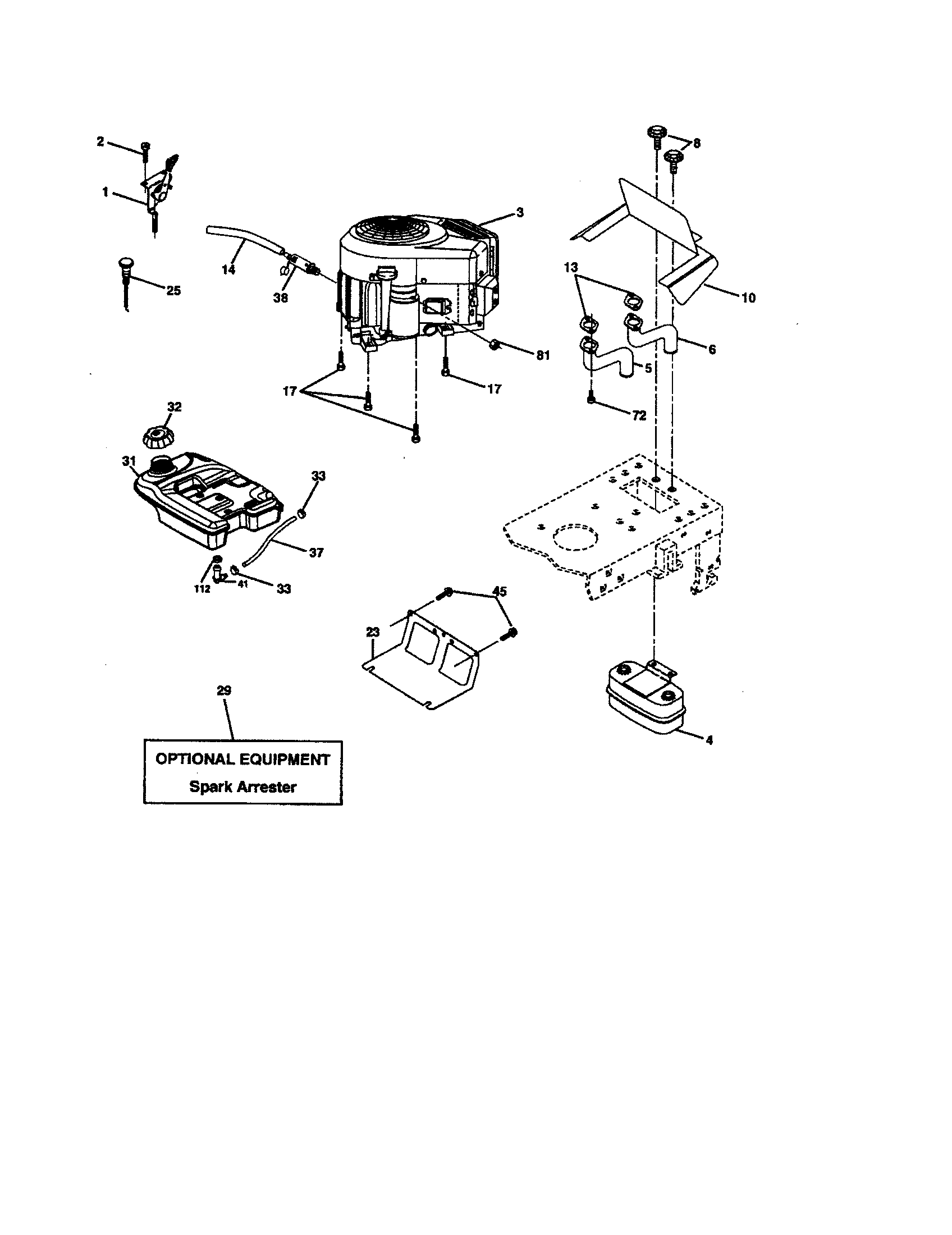 Engine Diagram and Parts List for 917275685  Craftsman Lawn Tractor