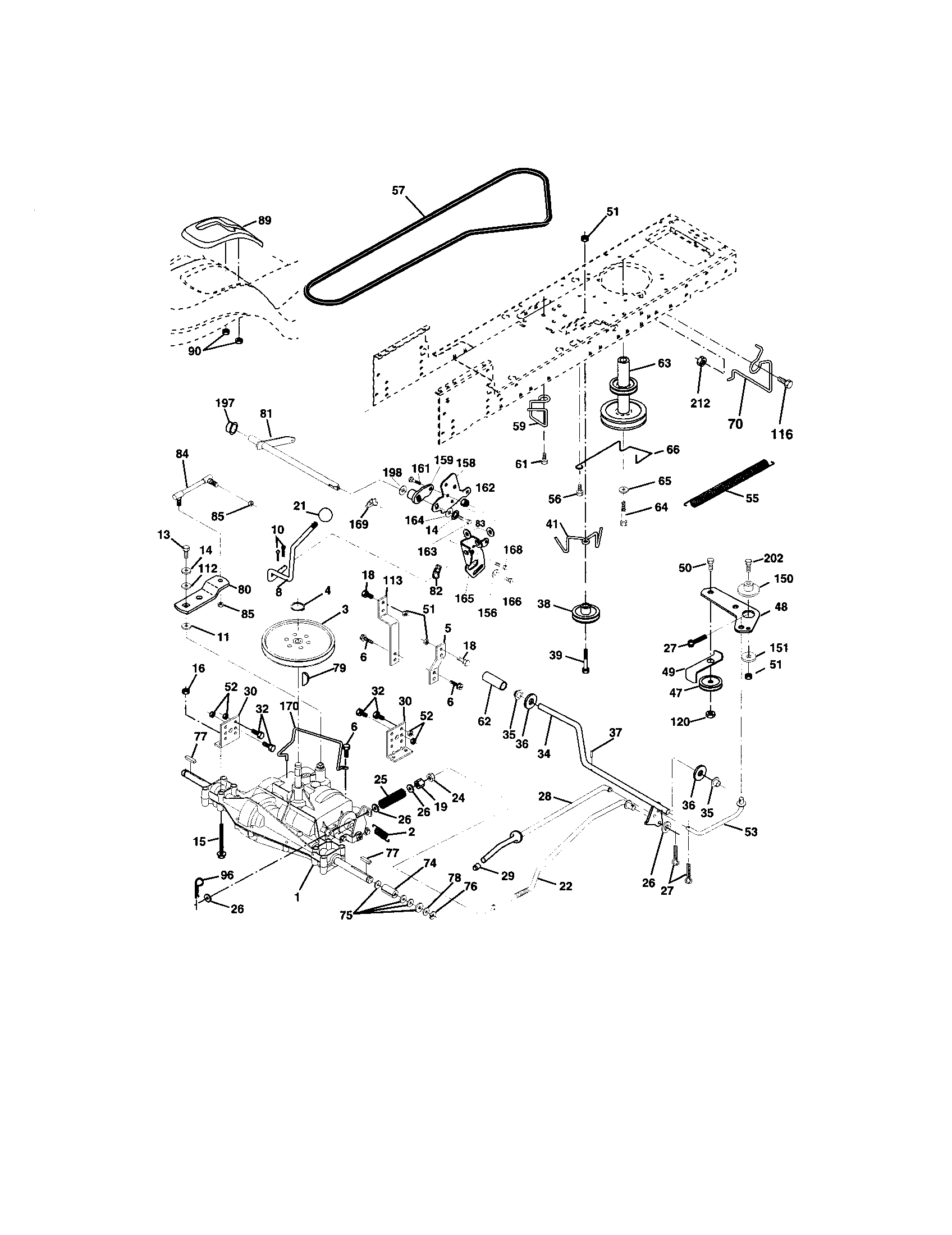 Ground Drive Diagram and Parts List for 917273135  Craftsman Lawn Tractor