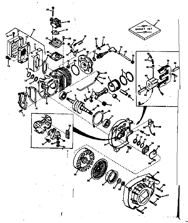 Engine Diagram and Parts List for 917352110  Craftsman Chainsaw