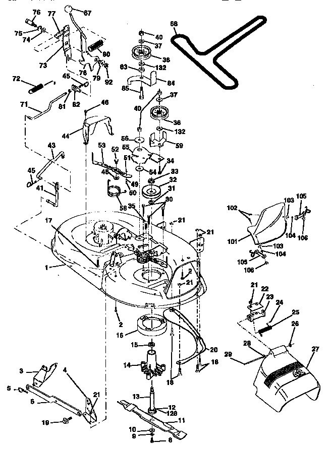 Mower Diagram and Parts List for 917258510  Craftsman Lawn Tractor