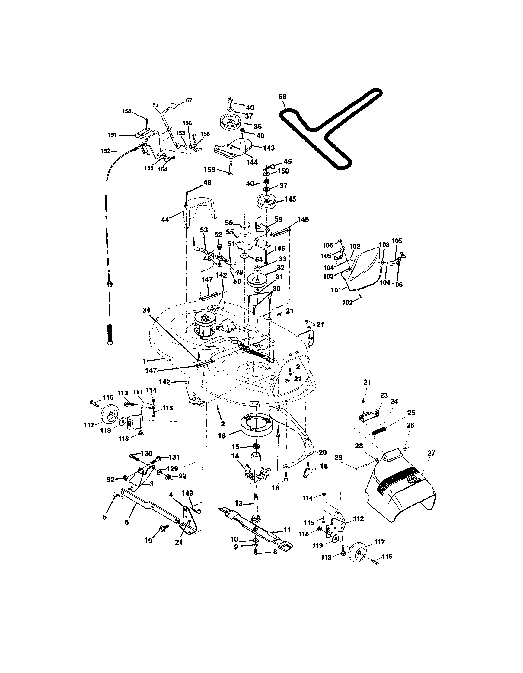 Mower Deck Diagram and Parts List for 917271861  Craftsman Lawn Tractor