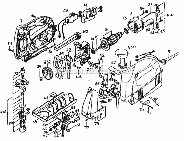 Saw Assy Diagram and Parts List for 13517243  Craftsman Scroll Saw